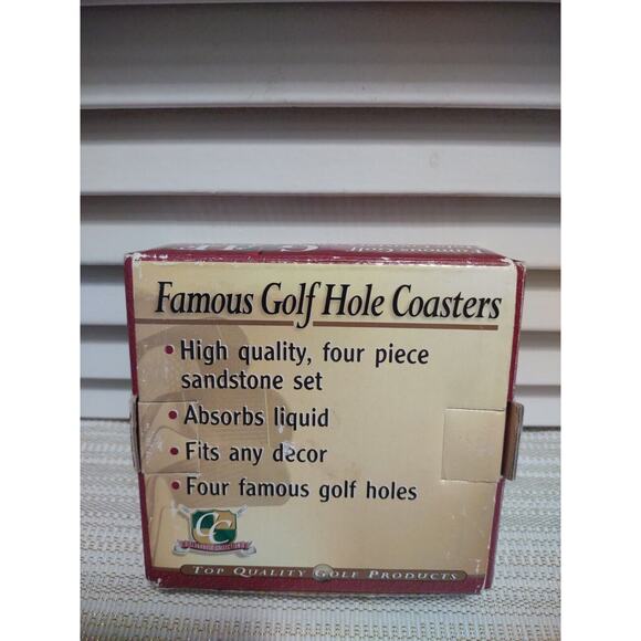 Famous Golf Hole Course Ceramic Coasters Absorbs Liquid Sandstone Set of 4 - Picture 2 of 8